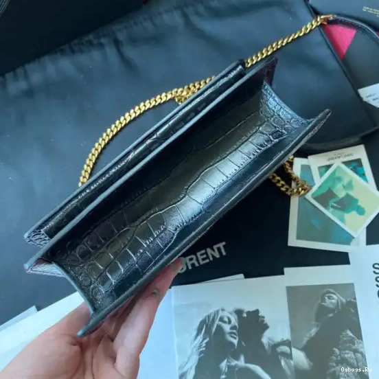 CROCODILE-EMBOSSED LEATHER YSL SUNSET IN SHINY 0403